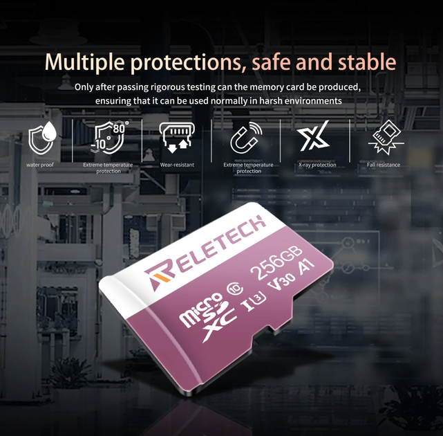 Карта памяти TF microSDXC Reletech U3 A1 V30 Class 10 на 256GB - изображение 2