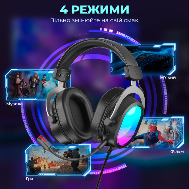 Навушники Fifine H16 7.1 RGB Black - Фото 11 Навушники Fifine H16 7.1 RGB Black - зображення 11