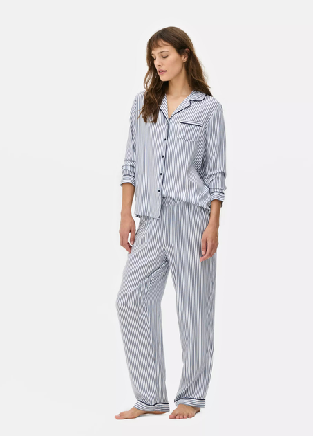 Женская пижамная рубашка Primark Twill Boyfriend Pyjama XXL для дома и сна Синий (8797) - Фото 2 Женская пижамная рубашка Primark Twill Boyfriend Pyjama XXL для дома и сна Синий (8797) - изображение 2