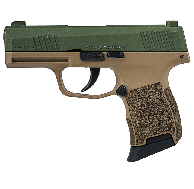 Шумовий сигнальний пістолет Aksa Arms AK21 CC-06 калібр 9 мм PAK (Sig Sauer P365) Tan/Green - зображення 2