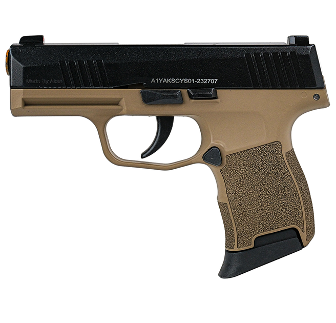 Шумовий сигнальний пістолет Aksa Arms AK21 CC-03 калібр 9 мм PAK (Sig Sauer P365) Tan/Black - зображення 2