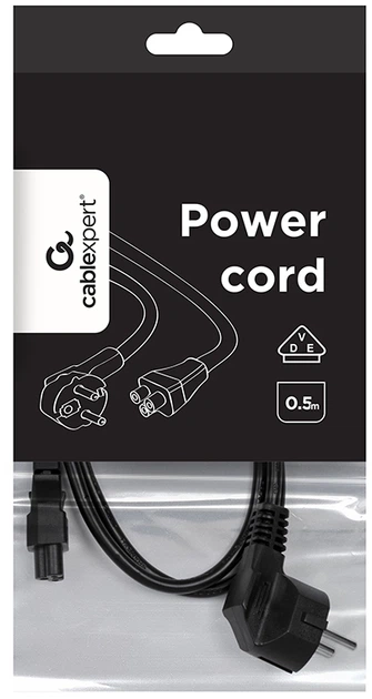 Кабель живлення Cablexpert 0.5 м Чорний (PC-186-ML12-0.5M) - Фото 4 Кабель живлення Cablexpert 0.5 м Чорний (PC-186-ML12-0.5M) - зображення 4