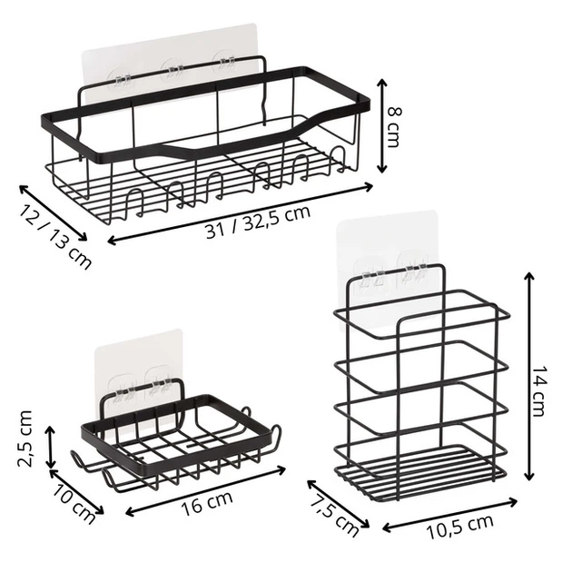 Набір полиць для душу SPRINGOS HA7544 5 шт Чорні (5908455306478) - зображення 10
