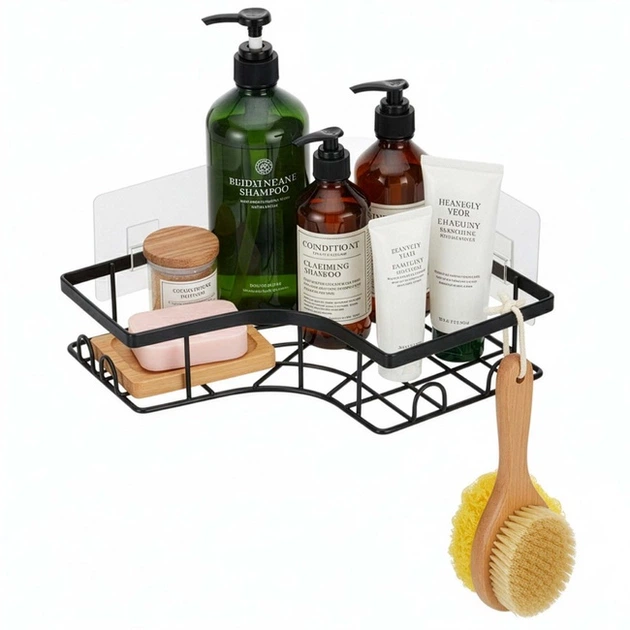 Набір полиць для душу SPRINGOS HA7545 2 шт Чорні (5908455306485) - зображення 2