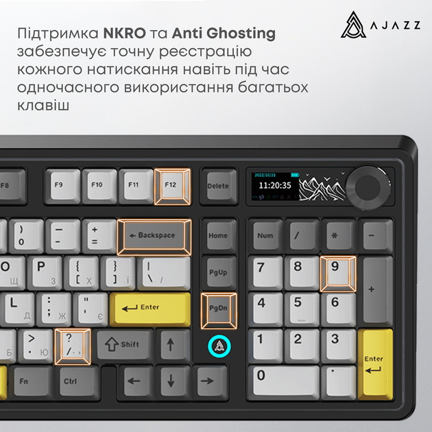 Бездротова механічна клавіатура Ajazz AK980 V2 Maillard Switch Black (AK980-V2-M-BGY) - зображення 15