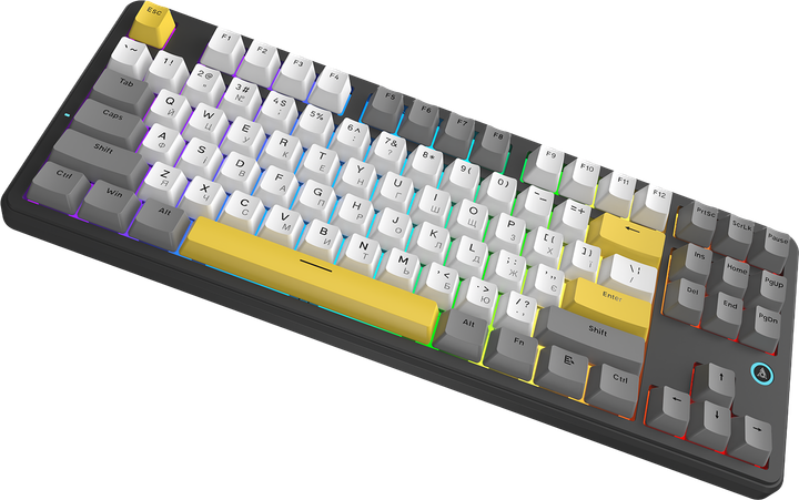 Проводная механическая клавиатура Ajazz AK870 V2 Flying Fish switches Black Grey Yellow (AK870-V2-FF-BGY) - изображение 5