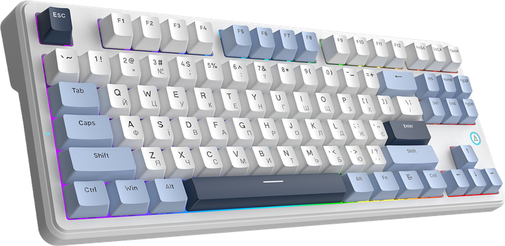Клавиатура проводная Ajazz AK870 V2 Flying Fish Switch USB White-Blue (AK870-V2-FF-BWB) - изображение 3