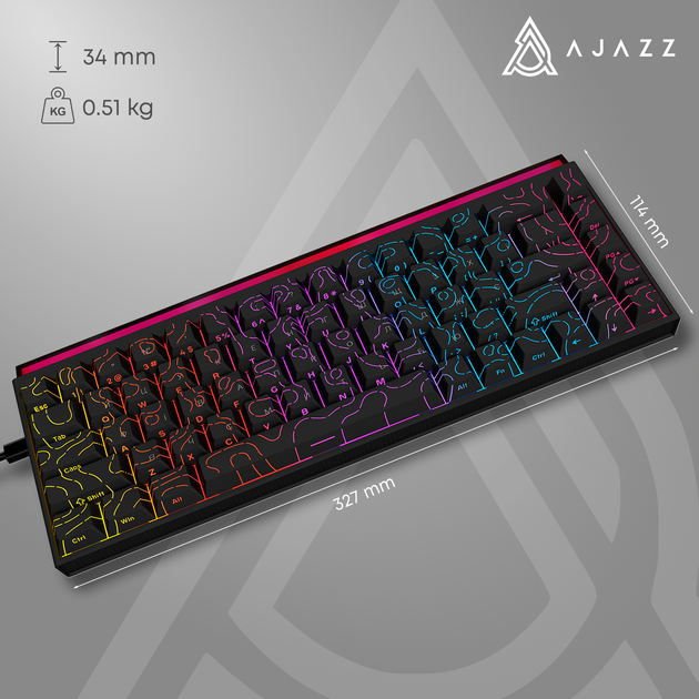 Клавіатура дротова Ajazz NK68 Red Switch USB Black (NK68-R-S-B