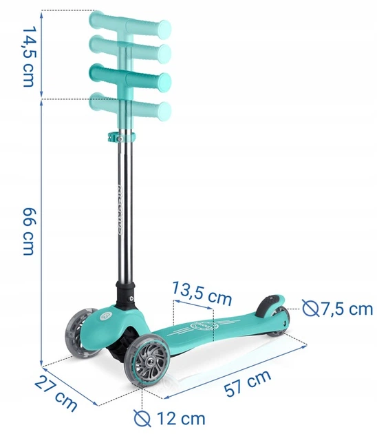 Hulajnoga dziecięca Ricokids 765700 Glow trójkołowa świecąca w ciemności Turkusowa (5903890630447) - obraz 4
