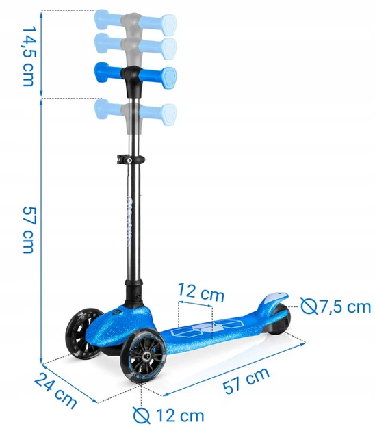 Hulajnoga dziecięca Ricokids 765902 Jelly trójkołowa świecąca w ciemności Niebieska (5903890630478) - obraz 5