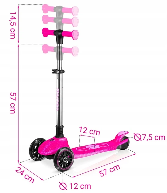 Hulajnoga dziecięca Ricokids 765901 Jelly trójkołowa świecąca w ciemności Różowa (5903890630461) - obraz 4