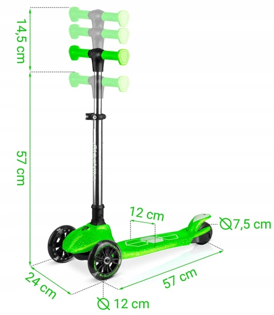 Hulajnoga dziecięca Ricokids 765900 Jelly trójkołowa świecąca w ciemności Zielona (5903890630454) - obraz 4