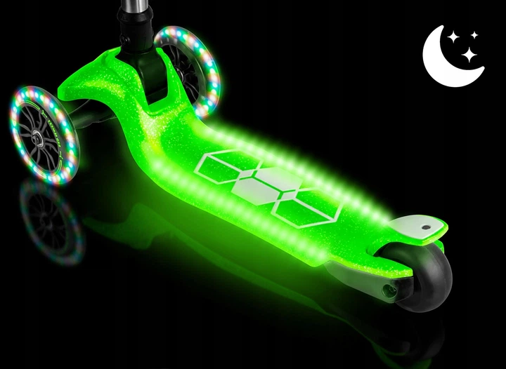 Hulajnoga dziecięca Ricokids 765900 Jelly trójkołowa świecąca w ciemności Zielona (5903890630454) - obraz 8