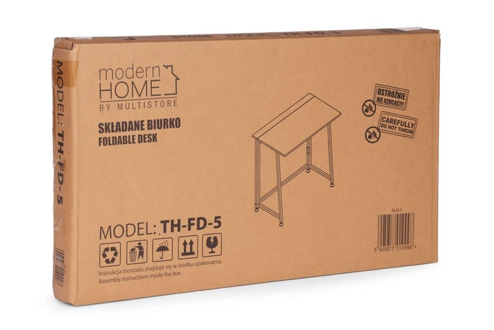 Biurko komputerowe ModernHome by Multistore składane 80 x 45 cm Białe (TH-FD-5) - obraz 9