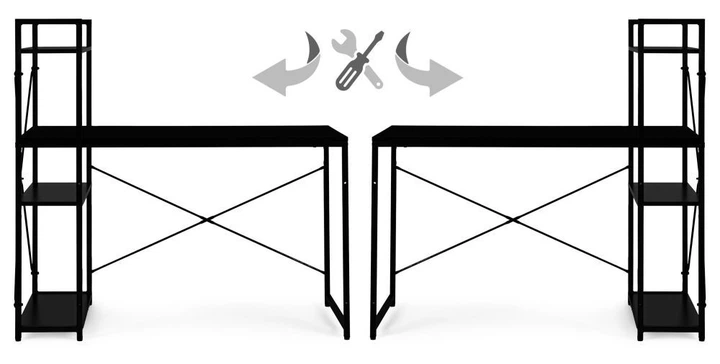 Biurko komputerowe ModernHome by Multistore 120 x 60 cm 3 półki Czarne (TH-SD-1) - obraz 6