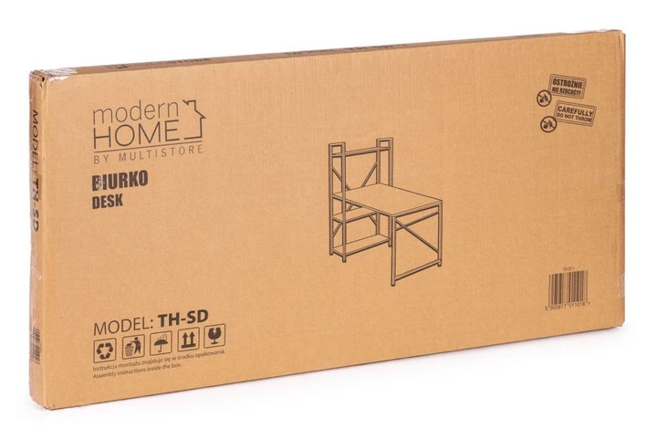 Biurko komputerowe ModernHome by Multistore 120 x 60 cm 3 półki Postarzany orzech (TH-SD-7-16) - obraz 8