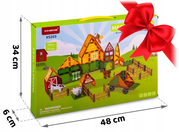 Klocki magnetyczne Ricokids RK-781 farma zwierząt 76 elementów 778100 (5903890630669) - obraz 2