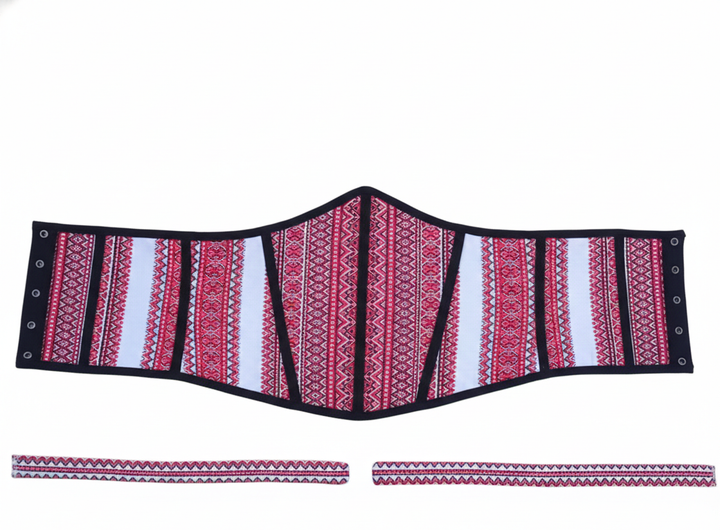 Корсет вишитий підгрудний та чокер на шию,червоний з чорним, 5XL. - Фото 1 Корсет вишитий підгрудний та чокер на шию,червоний з чорним, 5XL. - зображення 1