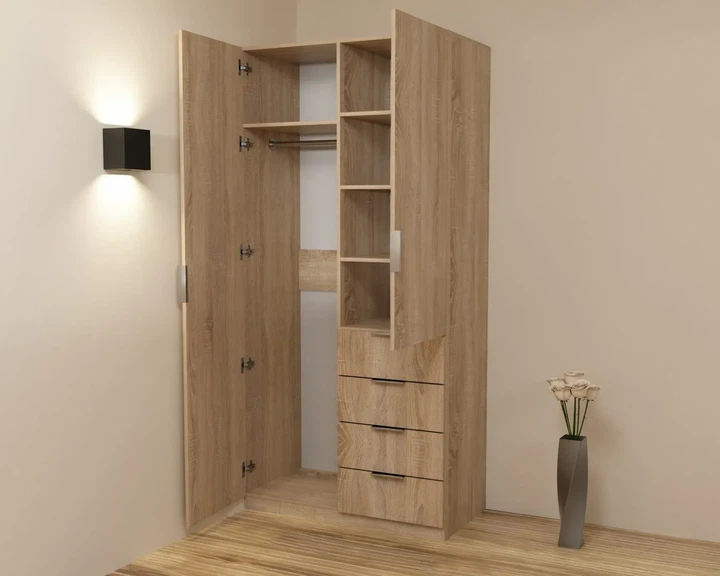 Шафа дводверна Kristal 1 Kontinent Дуб сонома 100х52х210 см - Фото 3 Шафа дводверна Kristal 1 Kontinent Дуб сонома 100х52х210 см - зображення 3
