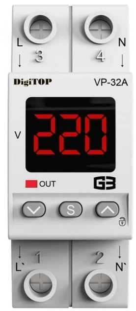 Реле напруги DigiTOP VP-32A M2R реле контролю та захисту від перенапруги відсікач бар'єр VP-32A M2R - Фото 2 Реле напруги DigiTOP VP-32A M2R реле контролю та захисту від перенапруги відсікач бар'єр VP-32A M2R - изображение 2