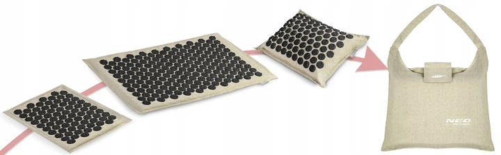 Mata zdrowotna do akupresury Neo Sport 190220 NS-902 z kolcami z poduszką 100.5 x 44 cm Szaro-czarna (5903890617011) - obraz 4