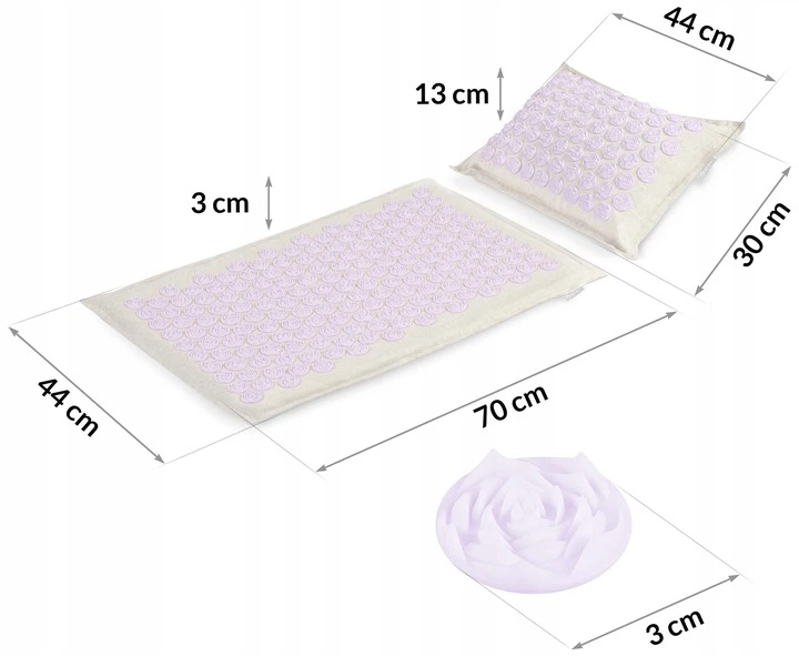 Mata zdrowotna do akupresury Neo Sport 190203 NS902 z kolcami z poduszką 70 x 44 cm Szaro-lawendowa (5903890603632) - obraz 3