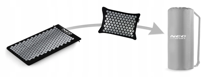Mata zdrowotna do akupresury Neo Sport 190300 NS-903 z kolcami z poduszką 68 x 42 cm Czarno-srebrna (5903890617028) - obraz 4