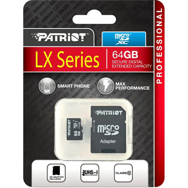 Карта пам'яті Patriot LX microSDHC 64GB UHS-I Class 10 + SD адаптер (PSF64GMCSDXC10) [113849] - зображення 4