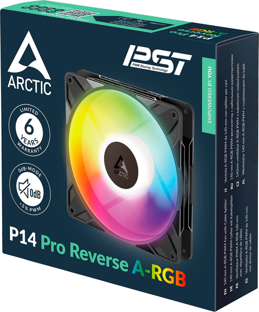 Набір вентиляторів Arctic P14 Pro Reverse ARGB 3 Pack Black (ACFAN00327A) - зображення 7