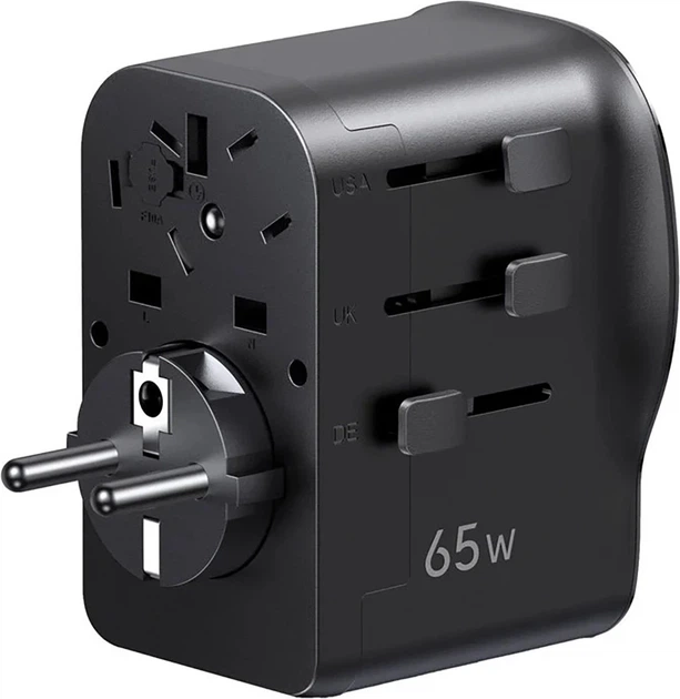 Uniwersalny adapter podróżny Ugreen S550 65W Universal Travel Adapter Black (6941876250011) - obraz 3