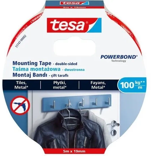 Dwustronna taśma montażowa TESA Powerbond 5 m x 19 mm do płytek (4042448353702) - obraz 1