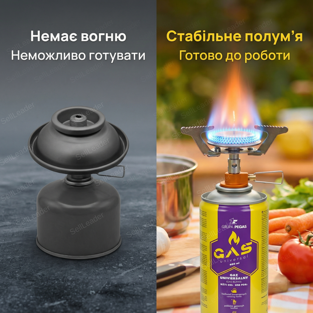Балон газовий Pegas 600 мл 330 г для пальника картридж цанговий бутан пропан циліндр стальний одноразовий - зображення 5