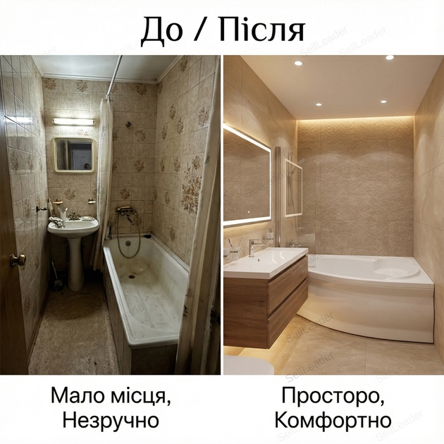 Ванна акрилова Swan Adele R 170x110 см кутова права з сидінням ніжками та екраном для готелю дому спа - зображення 5
