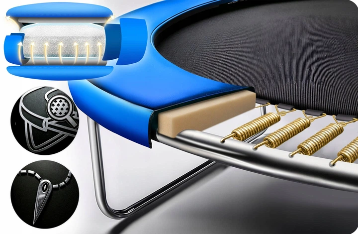 Trampolina ogrodowa Neo Sport NS-08W181 z siatką wewnętrzną i drabinką 252 cm Niebieska (5908220479055) - obraz 3