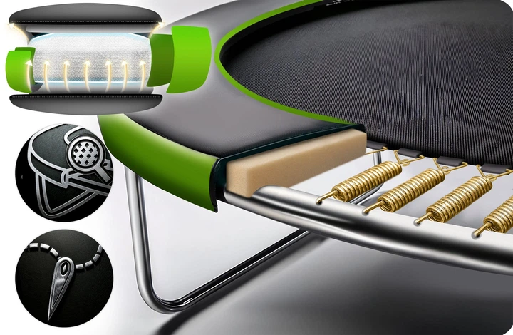 Trampolina ogrodowa Neo Sport NS-08Z231 z siatką wewnętrzną i drabinką 252 cm Zielona (5903890625696) - obraz 3