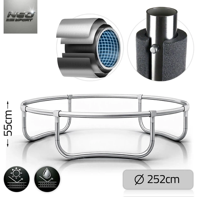 Trampolina ogrodowa Neo Sport NS-08Z231 z siatką wewnętrzną i drabinką 252 cm Zielona (5903890625696) - obraz 5