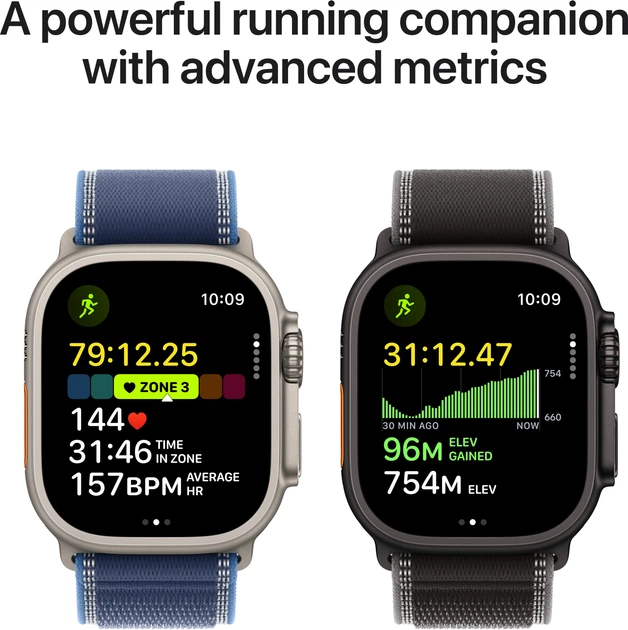 Smartwatch Apple Watch Ultra 3 GPS + Cellular 49mm Black Titanium Case with Black/Charcoal Trail Loop - S/M (MF1D4) - obraz 4