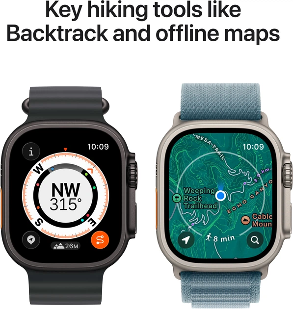 Smartwatch Apple Watch Ultra 3 GPS + Cellular 49mm Natural Titanium Case with Light Blue Alpine Loop - M (MEWM4) - obraz 5