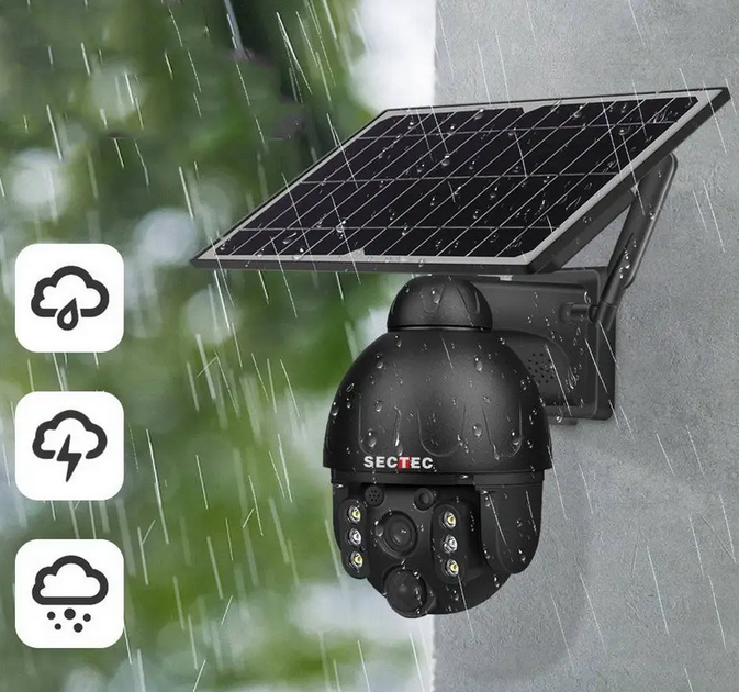 Уличная WiFi автономная камера Sectec ST-S588M 3mp с черной солнечной панелью - изображение 3