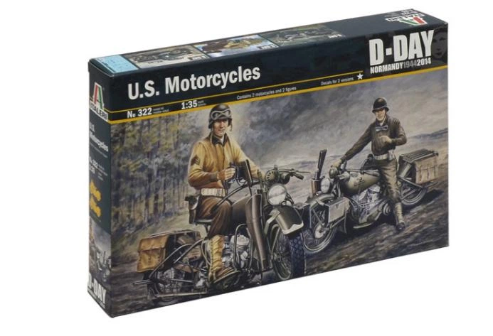 Збірна модель 1:35 мотоцикл U.S. Motorcycles D-Day Normandy 1944/2014 Italeri 0322 - Фото 2 Збірна модель 1:35 мотоцикл U.S. Motorcycles D-Day Normandy 1944/2014 Italeri 0322 - изображение 2