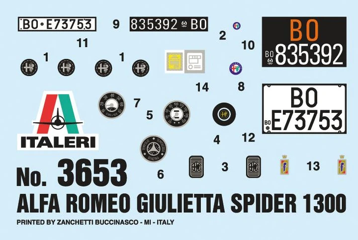 Збірна модель 1:24 автомобіль Alfa Romeo Guiletta Spider 1300 Italeri 3653 - изображение 3