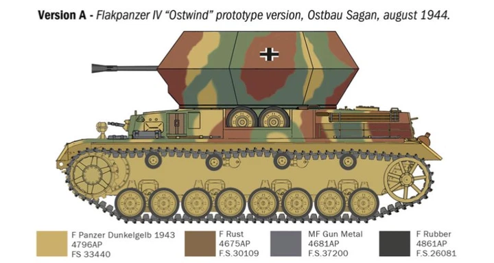 Збірна модель 1:35 самохідна зенітна установка Flakpanzer IV Ostwind Italeri 6594 - Фото 4 Збірна модель 1:35 самохідна зенітна установка Flakpanzer IV Ostwind Italeri 6594 - изображение 4