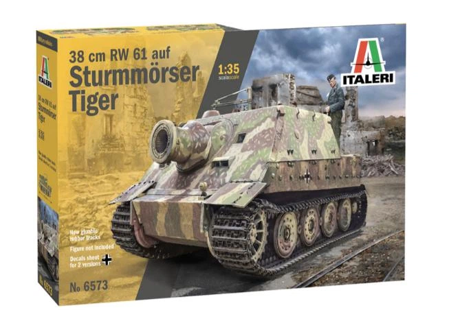Збірна модель 1:35 німецька САУ Sturmmorser Tiger (38 см) Italeri 6573 - Фото 2 Збірна модель 1:35 німецька САУ Sturmmorser Tiger (38 см) Italeri 6573 - изображение 2