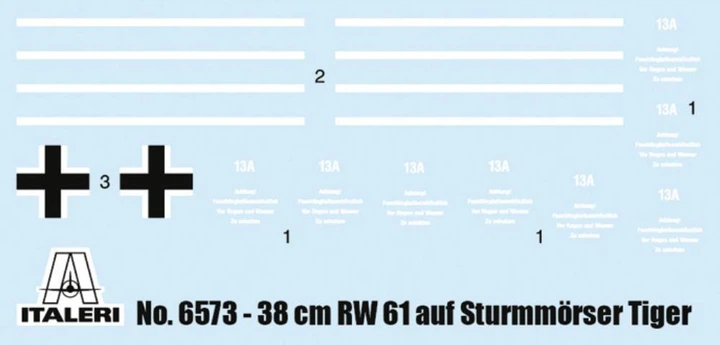 Збірна модель 1:35 німецька САУ Sturmmorser Tiger (38 см) Italeri 6573 - Фото 3 Збірна модель 1:35 німецька САУ Sturmmorser Tiger (38 см) Italeri 6573 - изображение 3