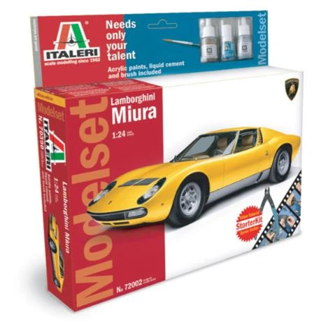Збірна модель 1:24 спортивний автомобіль Lamborghini Miura + фарби Italeri 72002 - зображення 2