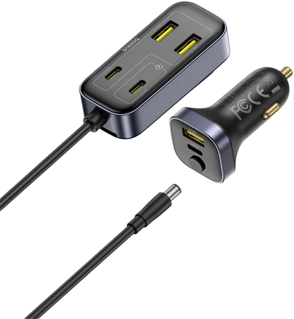 Ładowarka samochodowa Baseus BackseatPal L1 110W 3 x USB-A + 3 x USB-C Black (6932172677671) - obraz 2