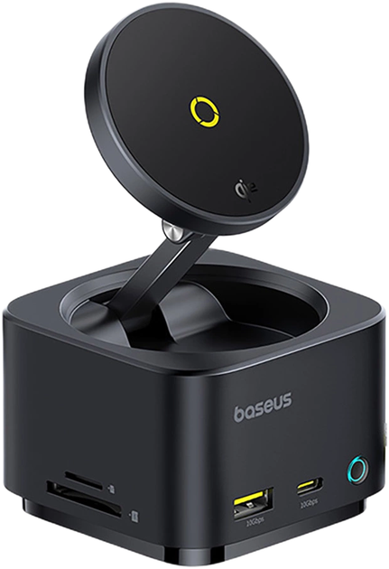 USB Hub Baseus MagPro Series II 7in1 MagSafe 15W + HDMI + USB-A + USB-C + SD/TF Black (6932172672669) - obraz 2