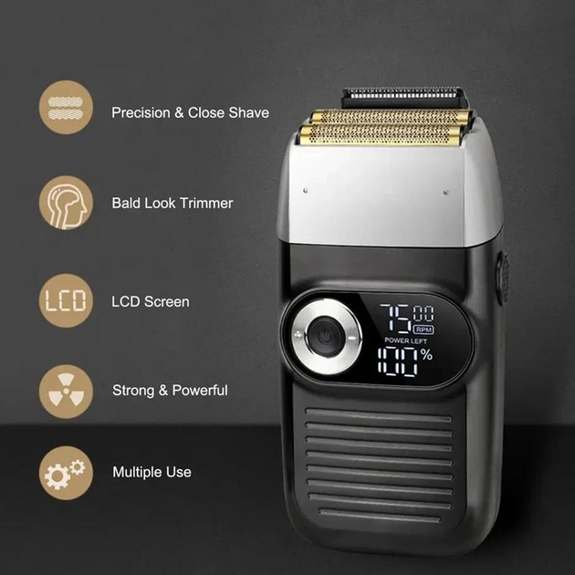 Электробритва DSP-60088 мужская аккумуляторная сеточная для сухого бритья с выдвижным триммером и LED дисплеем 1400mAh 5 Вт Черный - изображение 3
