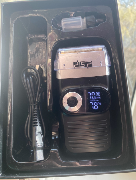 Электробритва DSP-60088 мужская аккумуляторная сеточная для сухого бритья с выдвижным триммером и LED дисплеем 1400mAh 5 Вт Черный - изображение 8