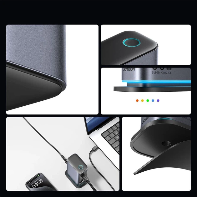 Настільний зарядний пристрій JOYROOM JR-TCM02 GaN 65 W 4 x USB-C + 2 x USB-A UK plug  Black-Grey (6956116795535) - зображення 11